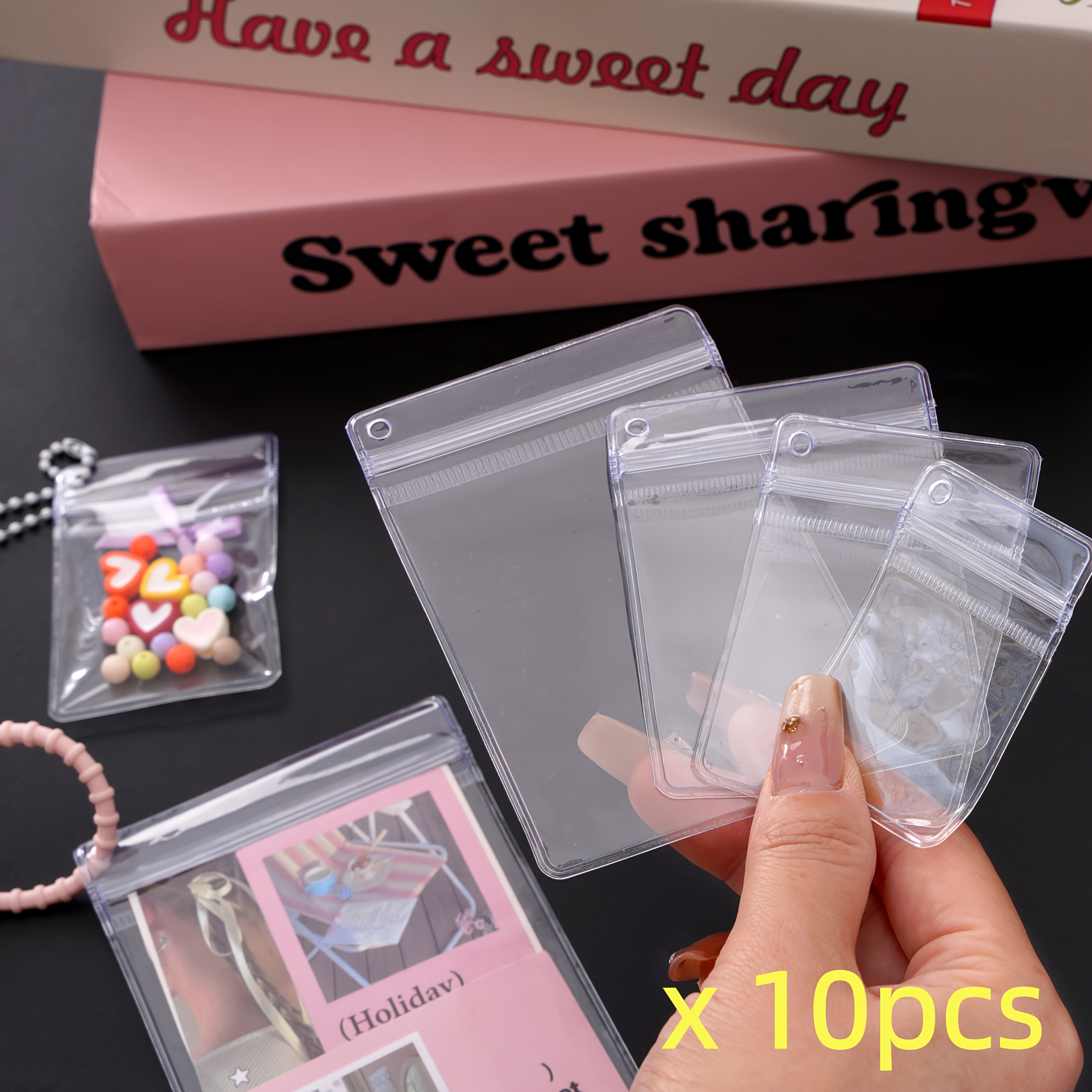 10pcs Hanging Transparent Jewelry Storage Bags